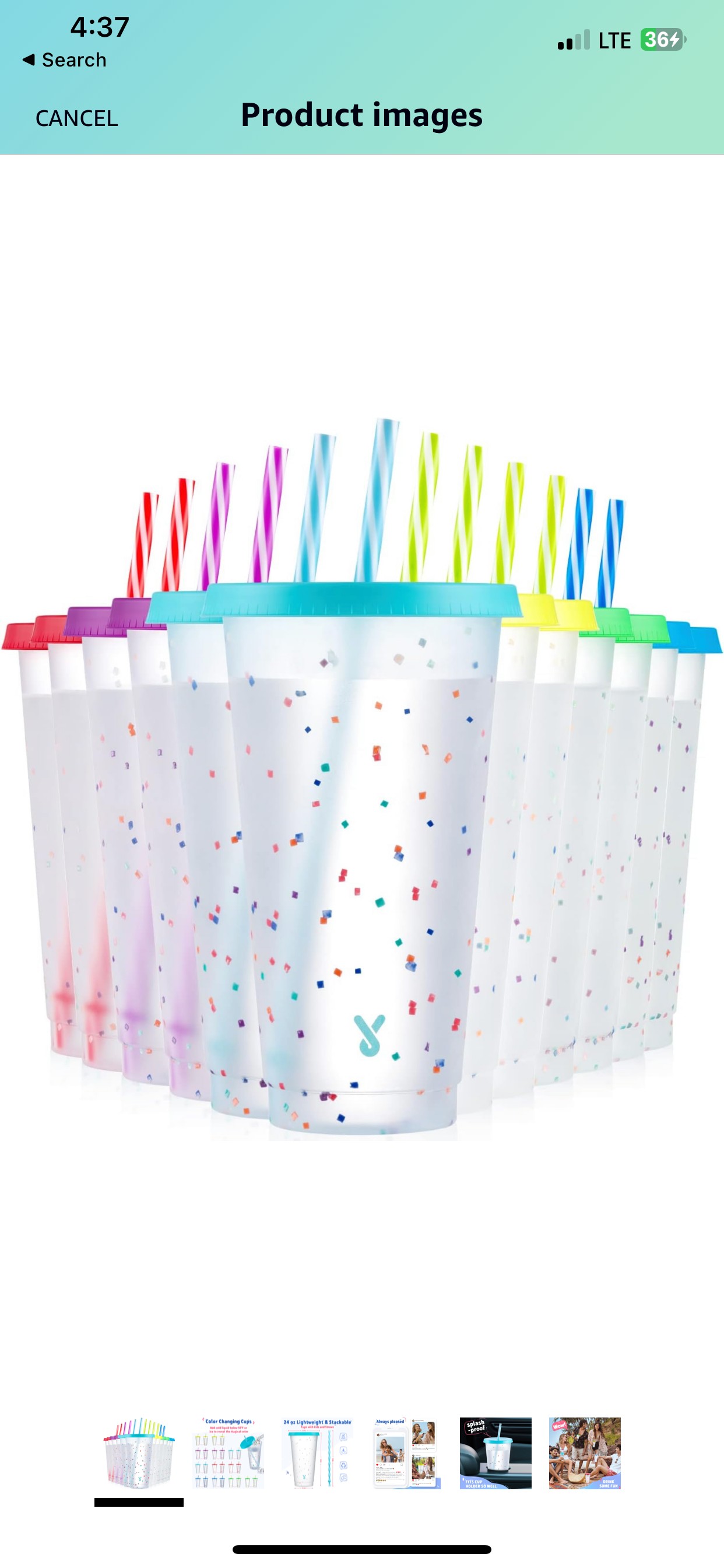 Tazas que cambian de color de confeti 24 oz