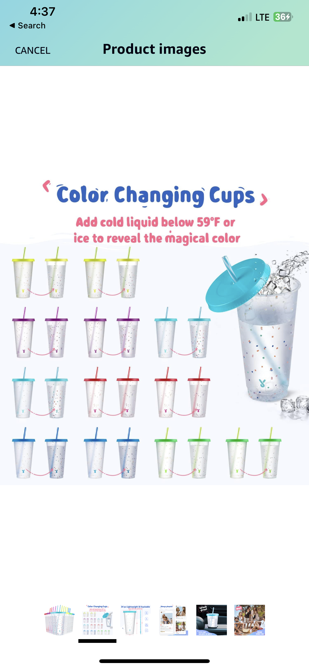 Personalized Confetti Color Changing Cups 24oz